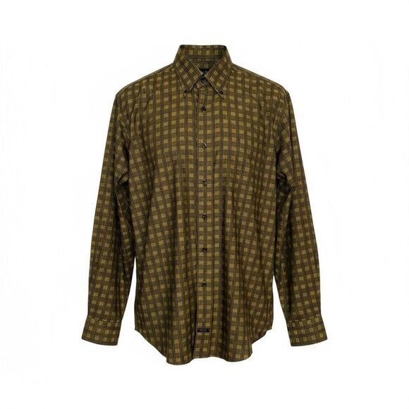 Robert Talbott Green Check Button Down Shirt Size M - Picture 1 of 8